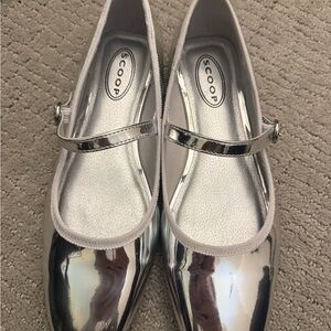 Scoop metallic silver Mary Jane’s worn once